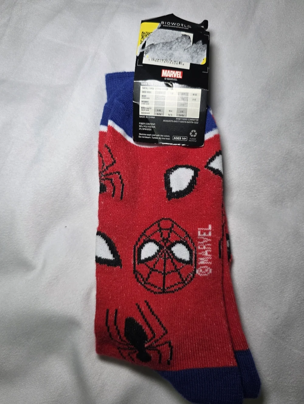 Superhero 2 Pk Sock Bundle- Superman & Spiderman Marvel DC Comics NEW